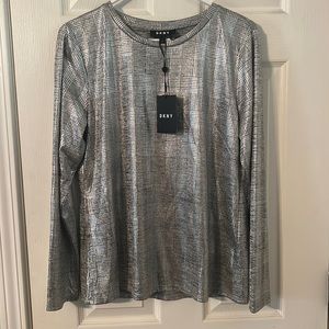 DKNY Metallic Long Sleeve Top